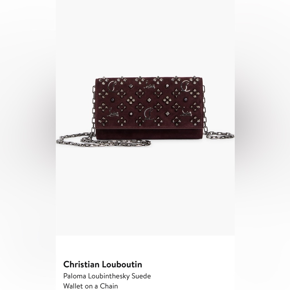 Christian Louboutin Paloma Loubinthesky Suede purse Burgundy 
AMARA/GUN METAL
